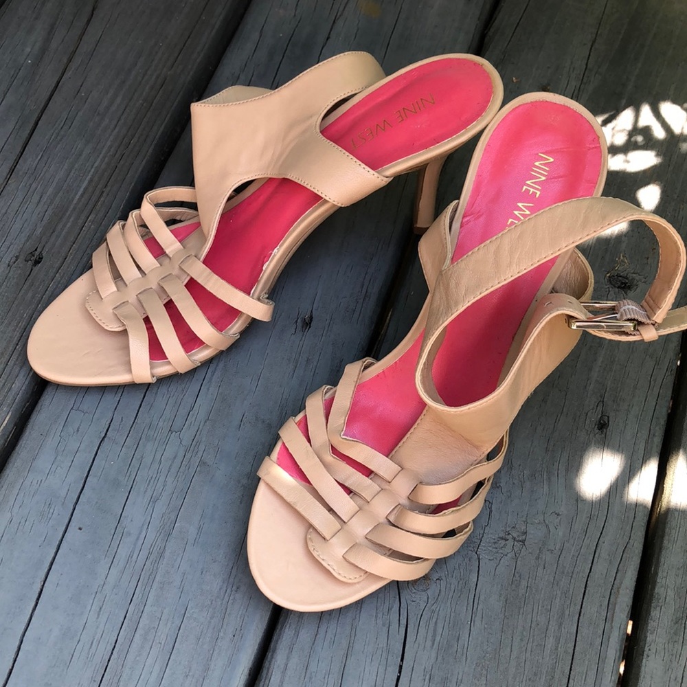 Nine West Guadalupe Caged Leather Open Toe Heel